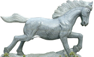 Casa Padrino Luxus Deko Stein Skulptur Pferd Grau 95 cm - Moderne Stein Figur - Dekofigur - Tierfigur - Deko Accessoires - Luxus Kollektion