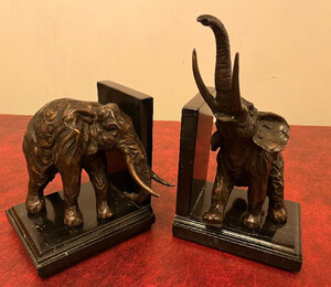 Casa Padrino Luxus B�cherst�tzen Set Elefanten Bronze / Marmor - B�cherst�tze - Book End Buchst�tze