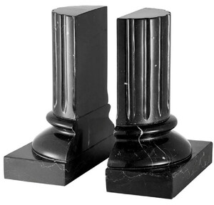 Casa Padrino Luxus Marmor Buchst�tzen Set Barock S�ulen Schwarz 8,5 x 17 x H. 21 cm - Schreibtisch Deko - Wohnzimmer Deko - Luxus Marmor Deko Accessoires