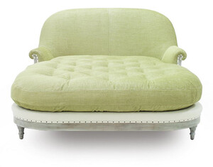 Casa Padrino Luxus Chaiselongue Hellgr�n / Wei� / Grau 140 x 185 x H. 91 cm - Wohnzimmer Liegesessel - Recamiere - Wohnzimmer M�bel - Luxus M�bel - Luxus Kollektion