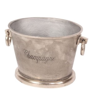 Casa Padrino Luxus Champagnerk�hler Silber 38 x 30 x H. 22 cm - Ovaler Sektk�hler mit Ringgriffen