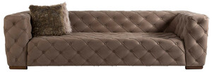 Casa Padrino Luxus Chesterfield 3er Sofa Grau / Braun 240 x 95 x H. 81 cm - Chesterfield Wohnzimmer Sofa - Chesterfield Wohnzimmer Mbel - Luxus Kollektion
