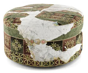 Casa Padrino Luxus Fuhocker Grn / Mehrfarbig  75 x H. 30 cm - Runder Samt Hocker - Wohnzimmer Mbel - Hotel Mbel - Luxus Mbel - Luxus Einrichtung