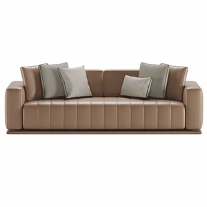 Casa Padrino Luxus Kunstleder Sofa Braun 265 cm - Hotel & Wohnzimmer M�bel