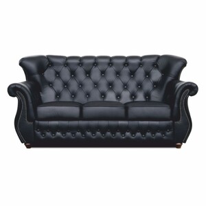 Casa Padrino Luxus Chesterfield Leder Sofa Schwarz / Dunkelbraun 190 cm - Wohnzimmer M�bel