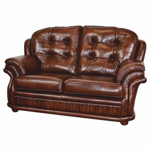 Casa Padrino Luxus Chesterfield Leder 2er Sofa Dunkelbraun 145 cm - Echtleder M�bel