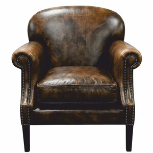 Casa Padrino Luxus Leder Sessel Antik Braun / Schwarz 84 x 79 x H. 96,5 cm - Echtleder M�bel