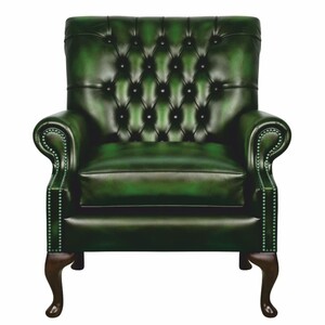 Casa Padrino Luxus Chesterfield Leder Sessel Antik Gr�n / Dunkelbraun 81,5 cm - Echtleder M�bel
