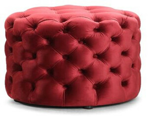 Casa Padrino Luxus Chesterfield Fuhocker Rot  80 x H. 48 cm - Runder Sitzhocker - Chesterfield Hocker - Chesterfield Wohnzimmer Mbel