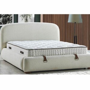Casa Padrino Luxus Doppelbett mit Matratze Creme / Braun - Verschiedene Gr��en
