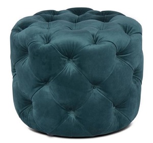 Casa Padrino Luxus Chesterfield Samt Hocker Grn  53 x H. 41 cm - Runder Sitzhocker - Chesterfield Mbel