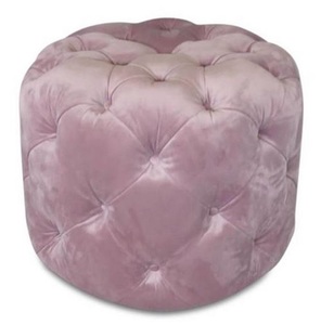 Casa Padrino Luxus Chesterfield Samt Hocker Rosa  53 x H. 41 cm - Runder Sitzhocker - Chesterfield Mbel