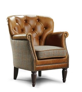 Casa Padrino Luxus Chesterfield Sessel Burton 73 x 70 x H. 80 cm - Eleganter Wohnzimmer Sessel mit Echtleder - Chesterfield Wohnzimmer M�bel