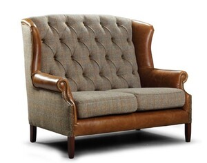 Casa Padrino Luxus Chesterfield Sessel Wing 133 x 90 x H. 105 cm - Eleganter Wohnzimmer Sessel mit Echtleder - Chesterfield Wohnzimmer M�bel