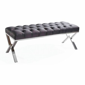 Casa Padrino Luxus Chesterfield Sitzbank Grau / Silber 120 cm - Luxus Mbel