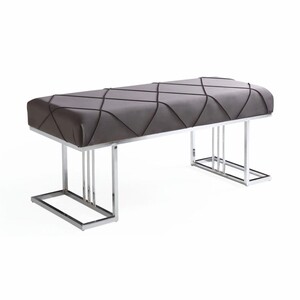 Casa Padrino Luxus Sitzbank Grau / Schwarz / Silber 120 cm - Luxus Interior