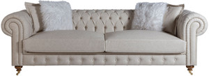 Casa Padrino Luxus Chesterfield Sofa Grau / Braun 240 x 100 x H. 78 cm - Edles Wohnzimmer Sofa - Chesterfield M�bel