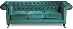 Casa Padrino Luxus Chesterfield Samt Sofa Grn / Schwarz / Messing 240 cm