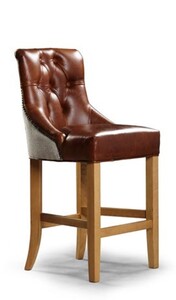 Casa Padrino Luxus Chesterfield Barhocker Sienna Bar Club 53 x 55 x H. 110 cm - Eleganter Wohnzimmer Barhocker mit Echtleder - Chesterfield Wohnzimmer M�bel