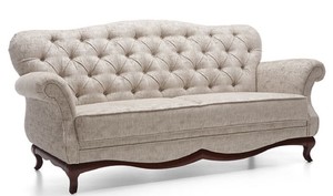 Casa Padrino Luxus Art Deco Chesterfield Wohnzimmer Sofa Greige / Dunkelbraun 206 x 90 x H. 98 cm - Wohnzimmerm�bel