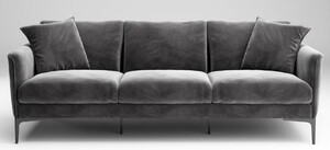 Casa Padrino Luxus Sofa Grau / Schwarz 240 x 98 x H. 60 cm - Wohnzimmer Sofa mit edlem Samtstoff - Luxus Wohnzimmer M�bel