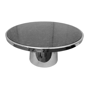 Casa Padrino Luxus Couchtisch Anthrazit / Silber  100 x H. 46 cm - Runder Wohnzimmertisch mit Natursteinplatte