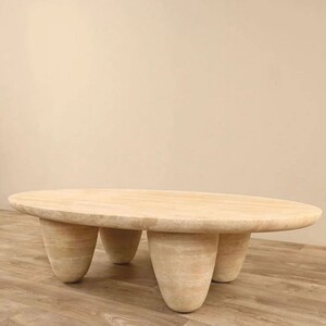 Casa Padrino Luxus Travertin Naturstein Couchtisch Beige 120 cm - Wohnzimmer M�bel