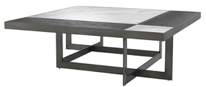 Casa Padrino Luxus Couchtisch Wei / Lila / Mokka 110 x 110 x H. 35 cm - Wohnzimmertisch mit Marmorplatten und Edelstahl Gestell - Luxus Mbel