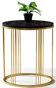 Casa Padrino Luxus Beistelltisch Gold / Schwarz  47 x H. 50 cm - Runder Tisch mit Marmorplatte - Wohnzimmer Mbel