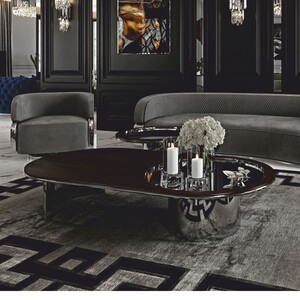 Casa Padrino Luxus Couchtisch Dunkelbraun / Silber 150 cm - Hotel & Wohnzimmer M�bel