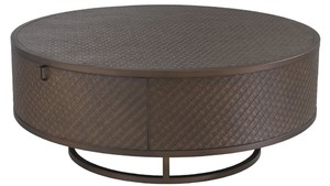 Casa Padrino Luxus Couchtisch Bronze  100 x H. 40,5 cm - Runder Wohnzimmertisch mit 2 Schubladen - Luxus Wohnzimmerm�bel