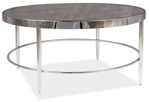 Casa Padrino Luxus Couchtisch Silber / Grau  82 x H. 40 cm - Runder Wohnzimmertisch mit Glasplatte in Marmoroptik - Wohnzimmer Mbel
