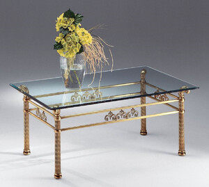 Casa Padrino Luxus Couchtisch Messing / Antik Bronze 120 x 70 x H. 50 cm - Rechteckiger Messing Wohnzimmertisch mit Glasplatte - Wohnzimmer M�bel - Luxus Qualit�t - Made in Italy