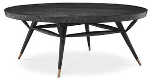 Casa Padrino Luxus Couchtisch Schwarzgrau / Antik Messing  100 x H. 38,5 cm - Runder Massivholz Wohnzimmertisch - Luxus Wohnzimmer M�bel