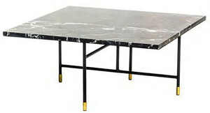 Casa Padrino Luxus Couchtisch Schwarz / Messingfarben 80 x 80 x H. 37 cm - Moderner Wohnzimmertisch mit Marmorplatte und Metallgestell - Luxus Wohnzimmer M�bel