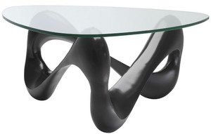 Casa Padrino Designer Couchtisch Bronze 100,5 x 98 x H. 43,5 cm - Wohnzimmertisch mit 3-eckiger Glasplatte - Luxus M�bel