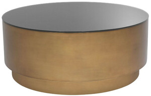 Casa Padrino Luxus Couchtisch Antik Messingfarben  100 x H. 41 cm - Runder Stahl Wohnzimmertisch mit Glasplatte - Wohnzimmer M�bel - Luxus M�bel