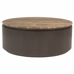 Casa Padrino Luxus Couchtisch mit Travertin Tischplatte Braun 90 cm - Wohnzimmer M�bel