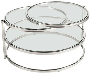 Casa Padrino Luxus Couchtisch Silber 84 x 80 x H. 45 cm - Metall Wohnzimmertisch mit Glasplatten - Wohnzimmer M�bel - Luxus M�bel