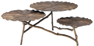 Casa Padrino Designer Couchtisch Antik Messing H. 37 cm - Aluminium Wohnzimmertisch mit 3 Tischplatten - Luxus Wohnzimmer M�bel