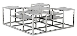 Casa Padrino Designer Couchtisch Silber / Grau 120 x 120 x H. 42 cm - Luxus Wohnzimmerm�bel