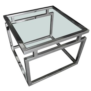 Casa Padrino Luxus Couchtisch Silber 65 x 65 x H. 50 cm - Quadratischer Edelstahl Wohnzimmertisch mit Glasplatte
