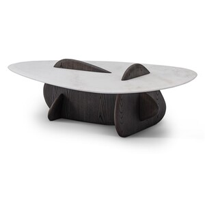 Casa Padrino Luxus Couchtisch Silbergrau / Dunkelgrau 130 x 80 x H. 35 cm - Couchtisch mit Travertin - Moderne Wohnzimmer M�bel - Luxus Qualit�t