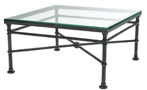 Casa Padrino Luxus Couchtisch Schwarz verwittert 85 x 85 x H. 44,5 cm - 4-eckiger Wohnzimmertisch mit Glasplatte - Luxus Wohnzimmer M�bel