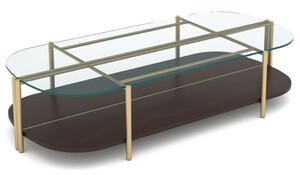 Casa Padrino Luxus Couchtisch Dunkelbraun / Messing 155 x 75 x H. 35 cm - Wohnzimmertisch mit Glasplatte - Wohnzimmer M�bel - Hotel M�bel - Luxus M�bel - Luxus Einrichtung