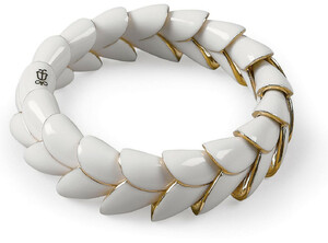 Casa Padrino Luxus Damen Armband Wei / Gold - 18 Karat Vergoldetes Sterlingsilber Armband mit feinstem spanischen Porzellan - Damen Armschmuck - Hochwertiger Damenschmuck