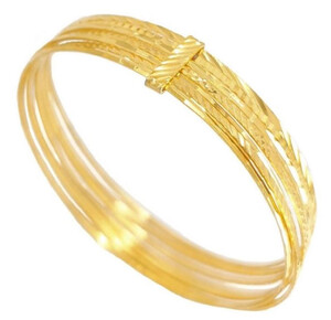 Casa Padrino Luxus Damen Armreif Gold - Vergoldetes Sterlingsilber Armband - Handgefertigter Damenschmuck - Luxus Damen Armschmuck