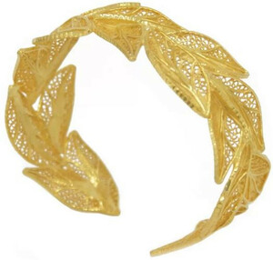 Casa Padrino Luxus Damen Armreif Gold - Handgefertigtes Vergoldetes Sterlingsilber Armband - Eleganter Damenschmuck - Damen Armschmuck - Luxus Qualitt