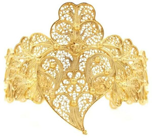 Casa Padrino Luxus Damen Armreif Gold - Handgefertigtes vergoldetes Sterlingsilber Armband - Eleganter Damenschmuck - Damen Armschmuck - Luxus Kollektion