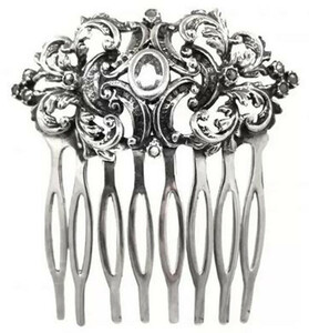 Casa Padrino Luxus Damen Haarkamm Silber - Eleganter Sterlingsilber Haarkamm mit Markasit und Zirkonia Kristallen - Handgefertigter Damenschmuck - Damen Haarschmuck - Luxus Kollektion